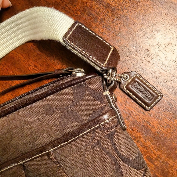 Coach Chocolate Brown Canvas Crossbody NWOT - Picture 5 of 7